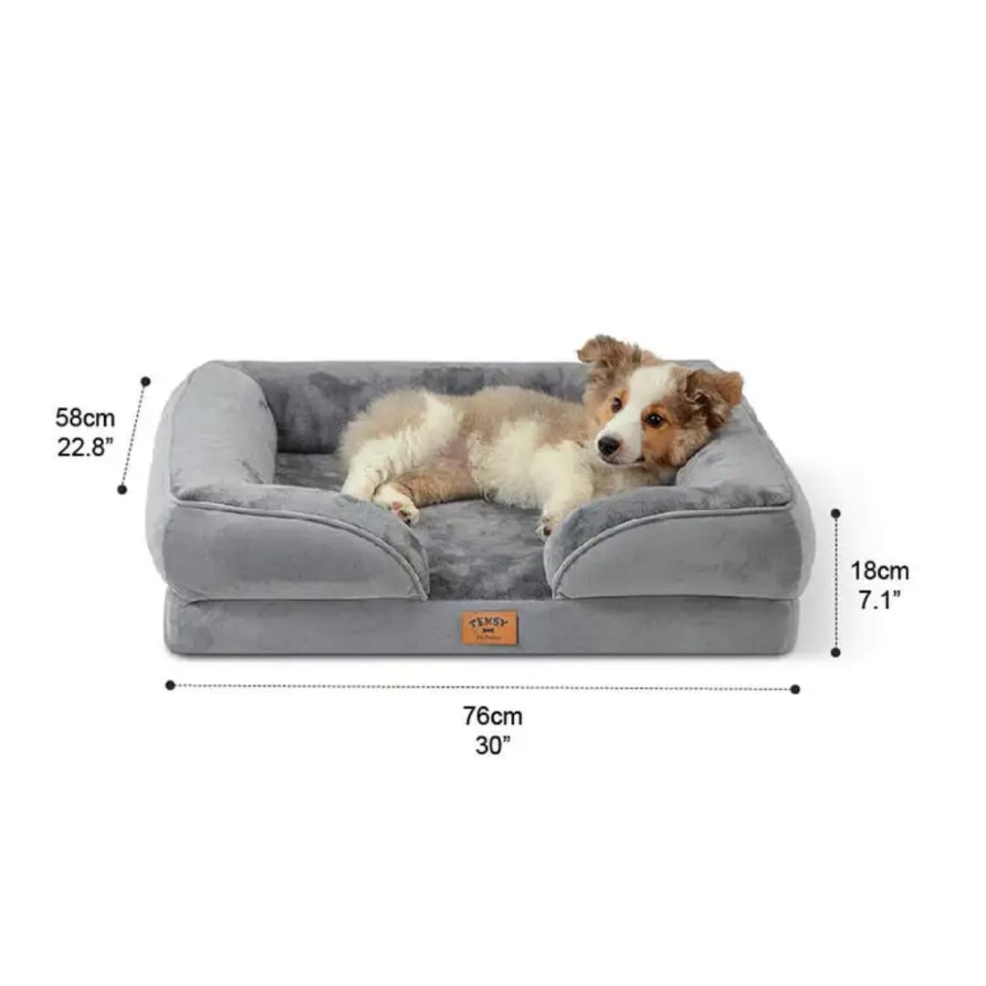 Bedsure Orthopedic Dog Bed – Waterproof Pet Sofa for Cats & Dogs, Supportive Foam Couch with Washable Cover, Waterproof Lining & Non-Skid Bottom, Hazel